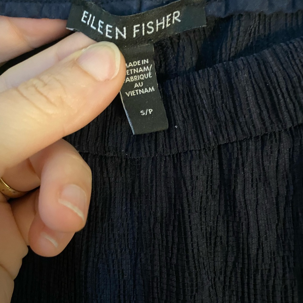Eileen Fisher Navy Textured Pants